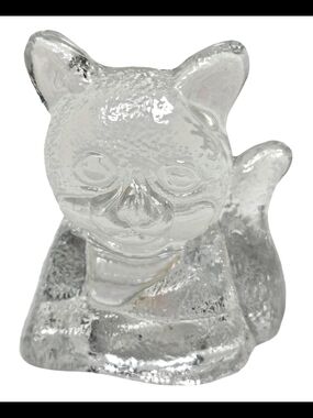 Vintage PartyLite Clear Textured Glass Cat Votive Tealight Candle Holder | P0433